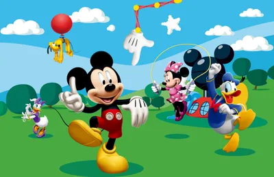 Zdjęcie produktu dla Disney fototapeta Myszka Miki zielonym,niebieskimIżółtym - 600357 - 360 x 254 cm