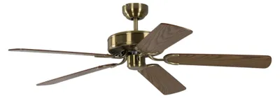 Produktbild von Deckenventilator Potkuri Messing antik / Eiche 132 cm mit Zugkette