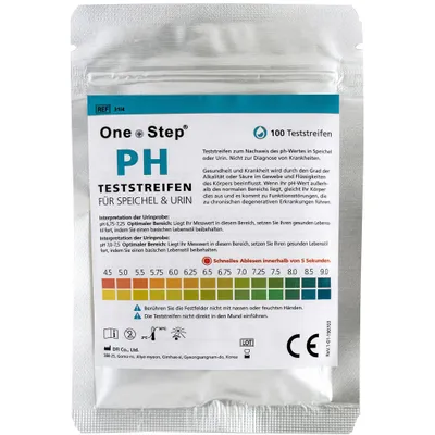 Produktbild von One+Step pH Teststreifen für Urin UND Speichel - Selbsttest zur Ermittlung des ph Werts - 100 Stück