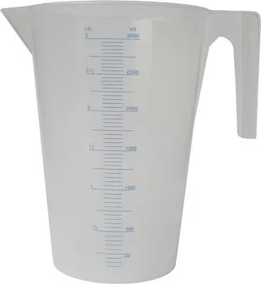 Produktbild von hünersdorff Messbecher 3 l, PP, 2 Skalen mit offenem Griff, transparent