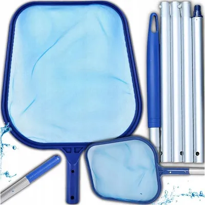 Produktbild von Poolkescher mit Teleskopstiel 130 cm, Poolnetz für Pool, Whirlpool und Teich, Feinmaschiger Laubkescher