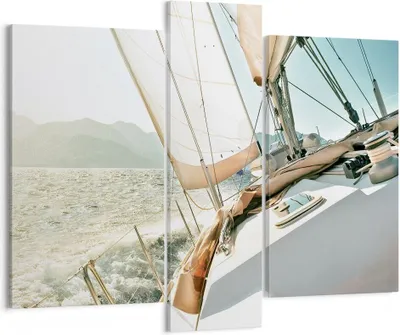 Produktbild von Bild auf Leinwand - Leinwandbild - 3 Teile - Yacht Segeln So - 95x80cm - Wand Bild - Wanddeko - Wandbilder - Leinwanddruck - Bilder - Wanddekoration - Leinwand bilder - Wandbild - CB95x80-4847