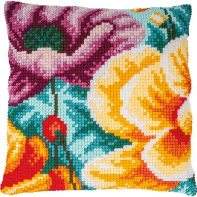 Produktbild von Vervaco Kreuzstichkissen "Mohnblumen", Stickbild vorgezeichnet, 40x40cm