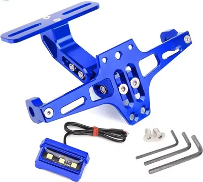 Image de Support de plaque d'immatriculation,bleu avec éclairage pour Kawasaki Ducati BMW Suzuki Honda
