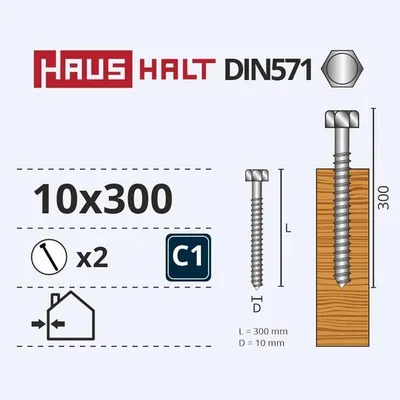 Produktbild von Spanplattenschraube Din571 10X300 Mm 2St