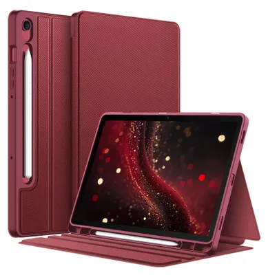 Produktbild von Fintie Hülle für Samsung Galaxy Tab S10 Lite/S10 FE 10.9" 2025/S9 FE 10.9"/S9 11" mit S Pen Halter, Slim TPU Folio Tablet Schutzhülle mit Standfunktion, Weinrot