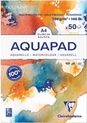 Produktbild von Clairefontaine Aquarellblock AQUAPAD DIN A4 300 g/qm 50 Blatt