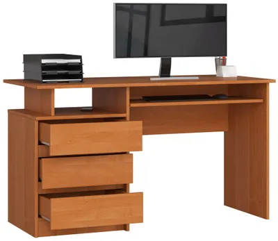 Produktbild von PC-Schreibtisch AKORD CLP Erle mit 3 Schubladen B135 x H77 x T60 cm
