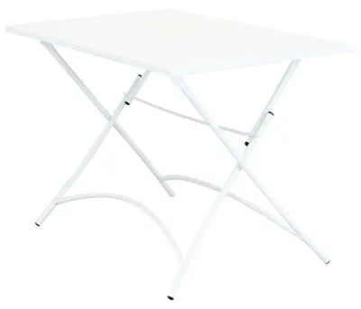 Image de Table d'extérieur pliable et escamotable 110 x 70 cm pour le jardin, peu encombrante, avec structure et plateau en acier Iron Mini - Blanc