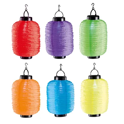 Produktbild von 6er Set Solar LED Lampion Party Garten Laterne Oval Bunt Deko Lampenschirm Lampe Kugel Gartenlampion