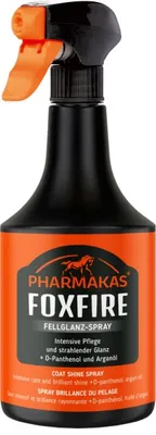 A bottle of Pharmakas Foxfire coat shine spray.