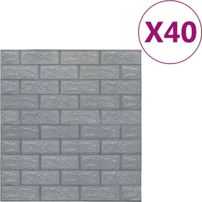 Produktbild von vidaXL 3D Tapete Ziegelstein Selbstklebend 40 Stk. Anthrazit