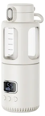 Image de Chauffe-biberon portable Zimilo 18 000 mAh, récipient en verre de 350 ml, chauffage rapide en 8 minutes, température précise de 37 à 55 °C, recharge USB et CC, écran LED