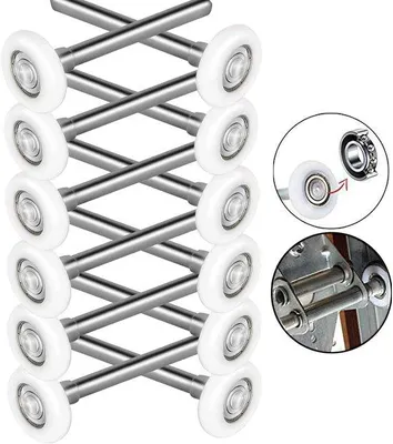 Image de Roulettes de porte de garage à roulements à billes 6200ZZ en nylon, silencieuses et durables, 11 billes, axe de 4 pouces