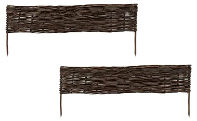 Gartenzaun-Set, 4 Stück, 20 x 100 cm, Weidengeflecht, Braun