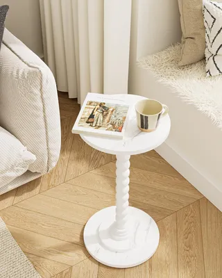 Runder Beistelltisch 30×58 cm, weiß, für Wohnzimmer & Schlafzimmer
