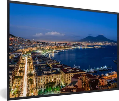 Produktbild von MuchoWow® Gerahmtes Poster Architektur - Vulkan - Nacht - Italien 90x60 cm - Poster mit Schwarzem Bilderrahmen Wandposter Rahmen Foto Bilder - Fotorahmen - Foto-Plakat