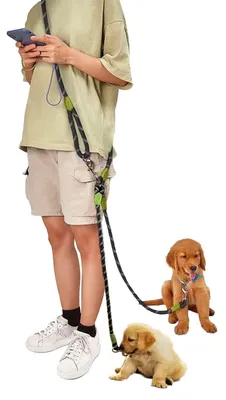 Productafbeelding van Omgoods - Dubbele Hondenlijn 260 cm - Reflecterende Handsfree Leash voor Twee Honden