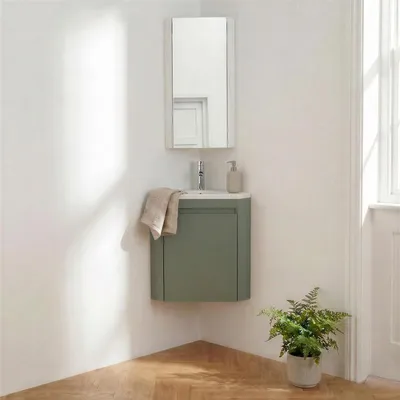 Image de Ensemble LISA lave-mains d'angle suspendu, vasque, robinet et armoire