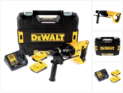 Produktbild von DeWalt DCH 133 D2 Akku Kombihammer 18V 2,6J SDS plus Brushless + 2x Akku 2,0Ah + Ladegerät + TSTAK