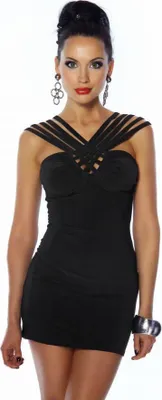 Produktbild von Atixo Damen Abendkleid Cocktailkleid y Minikleid Elegant, Größe:M, Farbe:Schwarz