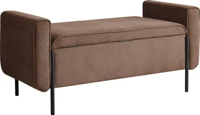 Produktbild von BELIANI Sitzbank mit Stauraum Braun Stoff Schwarze Metallbeine Wasserabweisend Gepolstert Hochklappbar Aufbewahrung Bank für Flur Schlafzimmer
