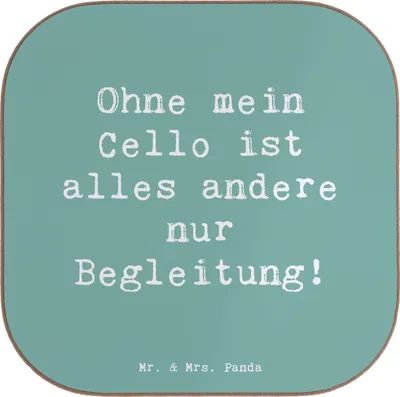 Produktbild von Mr. & Mrs. Panda Untersetzer Spruch Cello Magie - Meeresbrise - Geschenk, Flaschenuntersetzer, Streichinstrument, Musikinstrument, Klassische Musik, für Gläser, Musiker