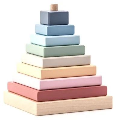 Produktbild von Cubika Pastellfarbenpyramide – Holzpuzzle, 9 Teile