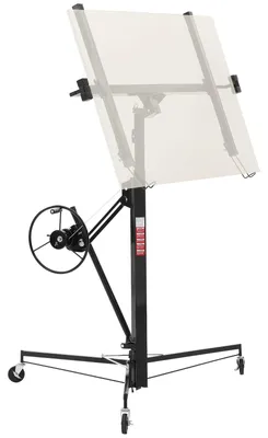 Produktbild von VEVOR Trockenbau-Rollenheber, 335,3 cm Sheetrock-Heber, 68 kg Tragfähigkeit Plattenheber-Werkzeug, Stahlmaterial mit teleskopischem Arm & 3 verriegelbaren Rädern, 121,92 x 487,7 cm Gipskarton-Größe, Schwarz, 11 ft-a