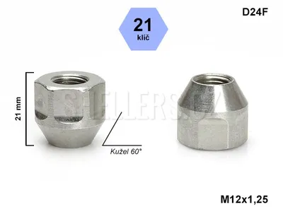 Obrázok produktu pre Matica kolesa M12x1,25 s otvoreným kužeľom, kľúč 21, D24F, výška 21