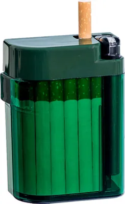 Produktbild von Magic Smoking Box grün, Zigarettenetui, Zigarettebox,Zigi Box,Kippenbox,inkl. Feuerzeug - Etui