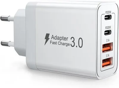 Immagine prodotto di Caricabatterie USB-C da 40W, caricabatterie rapido con 4 porte, adattatore PD 3.0 per iPhone 16/15/14/13, Samsung S22/S23/S24, iPad e AirPods, caricabatterie rapido con più porte USB