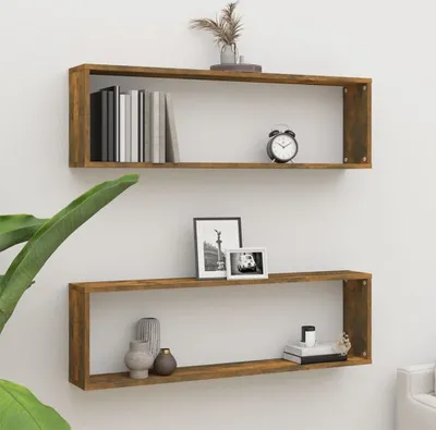 Obrázok produktu pre The Living Store Nástenné police 2 ks. Údený dub 100x15x30 cm Materiál na báze dreva