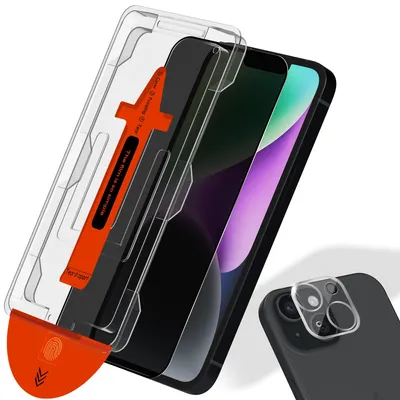 Produktbild von 1-Pack iPhone 14 Displayschutzfolie Privacy & 1-Pack Kameraschutz - Gehärtetes Glas | [Automatische Installation] - Blasenfrei