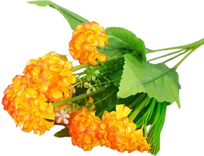 Produktbild von 9 Köpfe künstliche Hortensie Bouquet Party Home Hochzeit gefälschte Brautseidenblumen-Orange