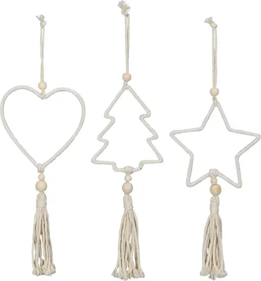 Image de Décoration à suspendre en marron, en bambou, macramé comme décoration de Noël