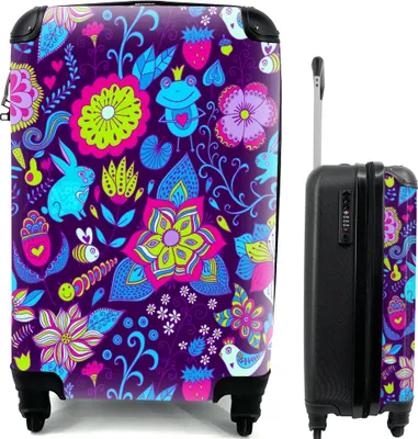 Produktbild von MuchoWow® MuchoWow® Koffer Handgepäck Trolley Rollkoffer Kleine Reisekoffer mit 4 Rollen - Mädchen - Kaninchen - Rosa - Muster - Mädchen - Kinder - Kinder - Cabin Size < 55x40x23 cm & 55x40x20 cm - Fo
