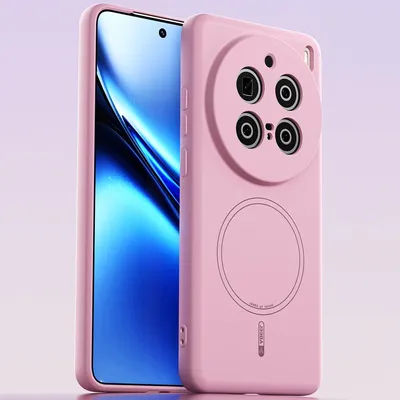 Image de Etui magnétique pour Vivo X200 Pro, compatible MagSafe, silicone liquide, résistant aux chocs et aux rayures Rose