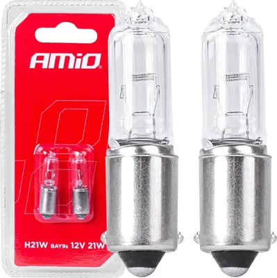 Zdjęcie produktu dla AMiO ŻARÓWKA HALOGENOWA H21W BAY9s 12V 21W 2 SZTUKI MOCNA