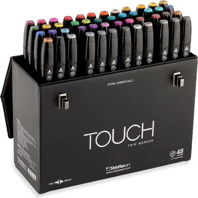Immagine prodotto di Pennarelli ad alcool bifacciali TOUCH, 48 pezzi in astuccio