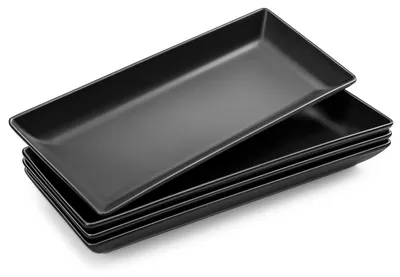 Servierbord-Set, 4-teilig, rechteckig, 36x15,3 cm, schwarz, Steinzeug
