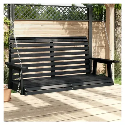 Produktbild von Gartenschaukelbank mit Metallketten schwarz aus massivem Tannenholz