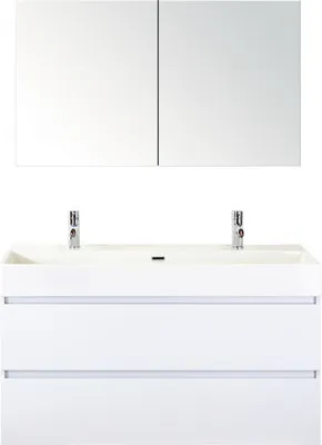 Produktbild von Sanox Badmöbel-Set Maxx XL BxHxT 121 x 170 x 45,5 cm Frontfarbe weiß mit Waschtisch Keramik weiß, Waschtischunterschrank