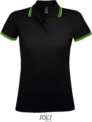 Produktbild von SOLs 00578 | Damen Polo Shirt Pasadena - Farbe: Black/Lime - Größe: S