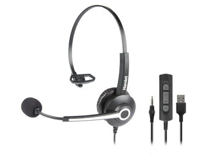 Obrázek produktu pro Hamlet HHEADM-UJM Headset a helma Headset Drátová náhlavní souprava Headset Kancelář/Centrum decall USB typ A černá