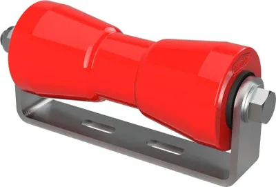Zdjęcie produktu dla Poliuretanowa rolka kilowa z uchwytem roll pomoc do wodowania przyczepy z łodzią ocynkowany SUPROD, 200 mm, czerwony