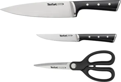 Produktbild von Tefal Ice Force 3-Teiliges Set: Kochmesser 20 Cm + Universalmesser 11 Cm + Küchenschere, K232S355