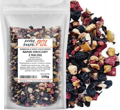 Zdjęcie produktu dla HERBATA OWOCOWA NAPAR Malina 100g Naturalna suszona herbatka Kol-Pol