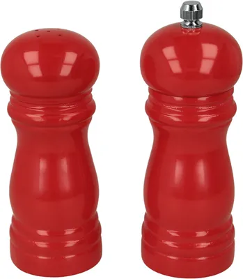 Produktbild von METALTEX 586046041 Pfeffermühle - Salzstreuer Set 13 cm in Rot lackiert, Holz