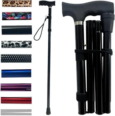 Image de Béquille de marche - Aide à la mobilité - Support pour la marche - Design pliable - 94 cm - Noir